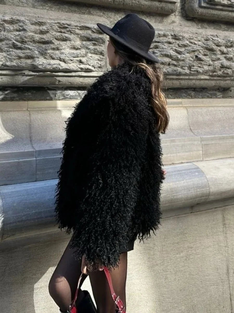 ZEYA Almira Fuzzy Faux Fur Coat