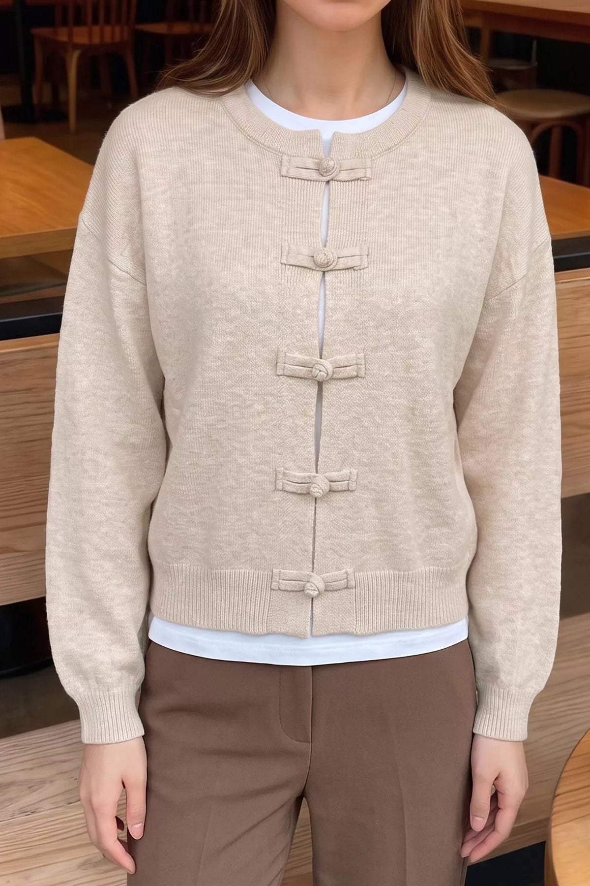 ZEYA - Angela Frog Knots Knitted Cardigan