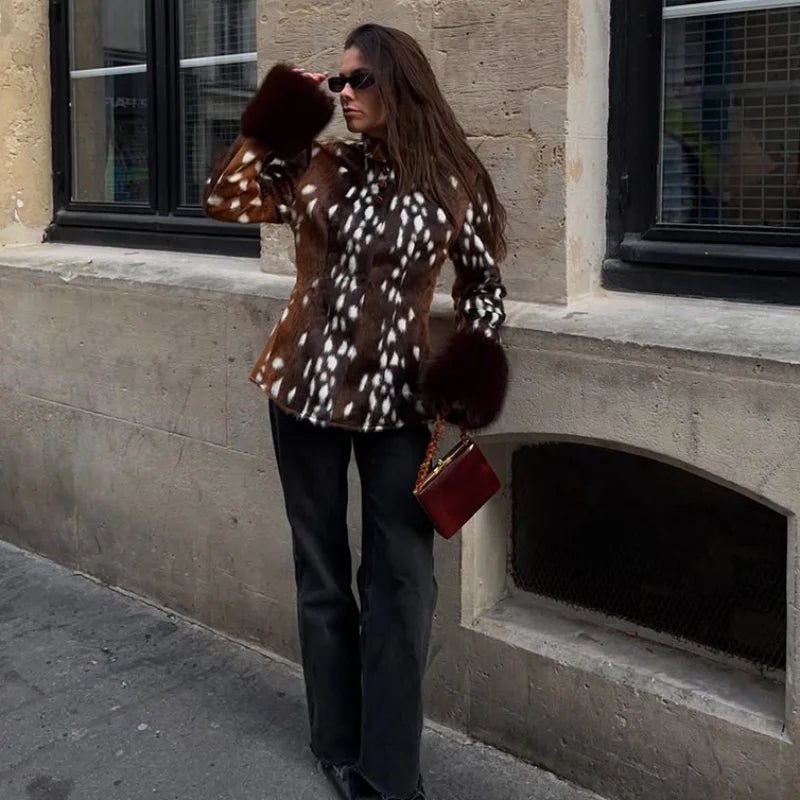 ZEYA - Anne Contrast Cuff Faux Fur Jacket