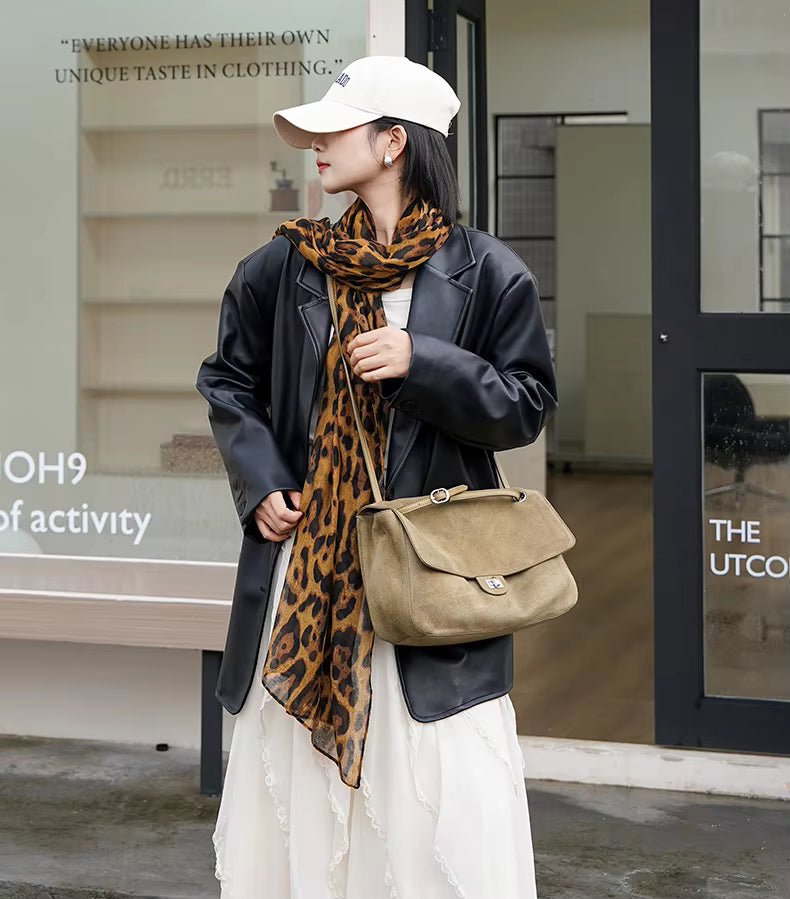 Lena Frosted Cowhide Retro Tote Bag
