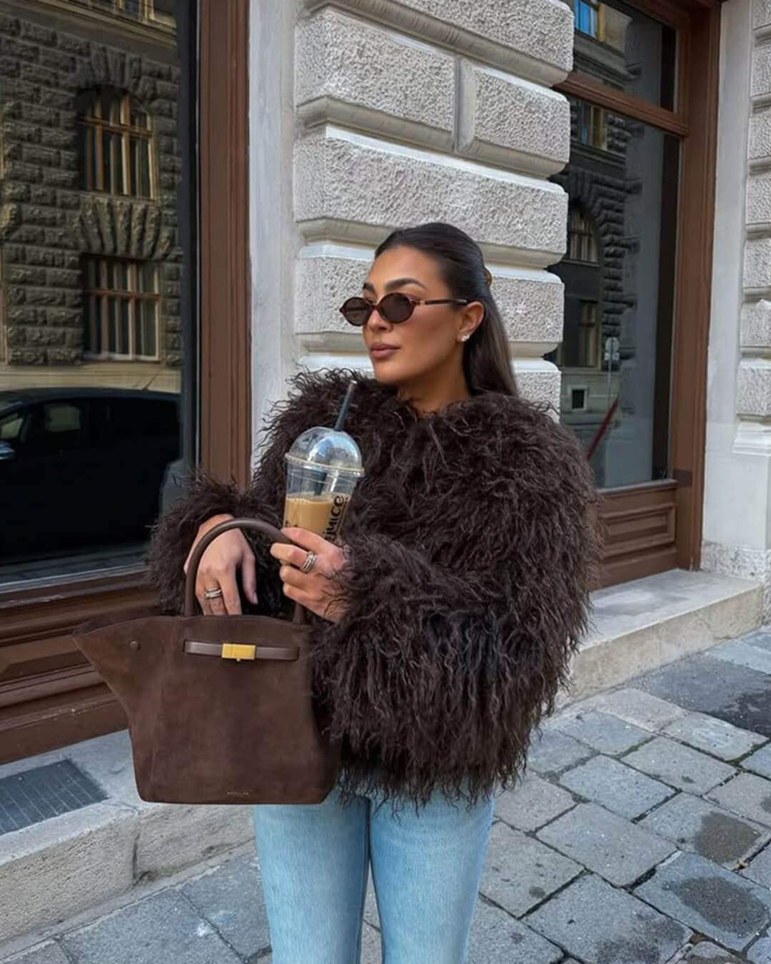 ZEYA Stella Faux Fur Coat in Brown