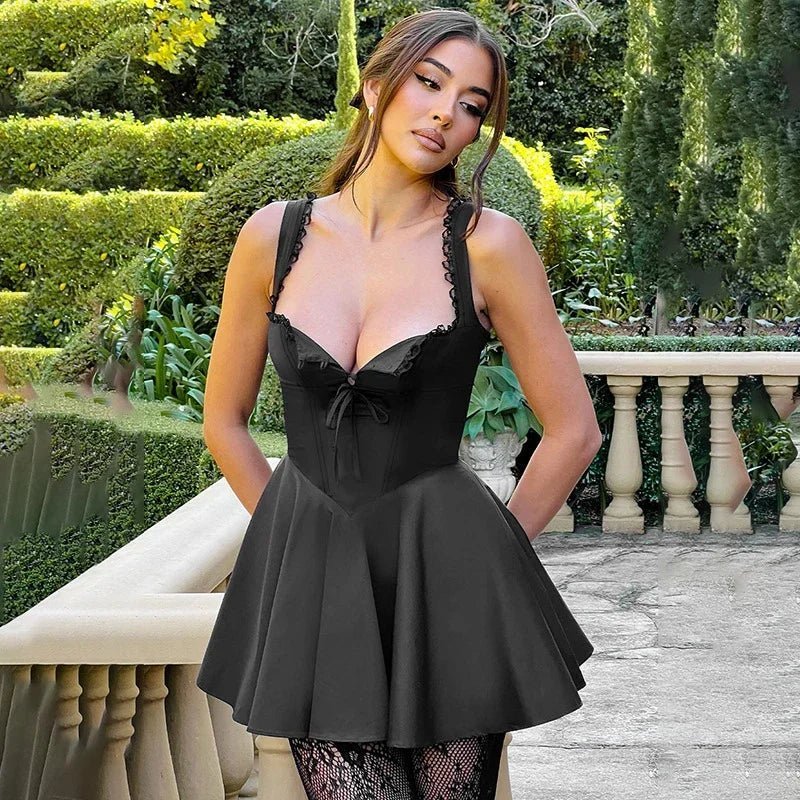 Beatrice retro mini šaty s hlbokým výstrihom