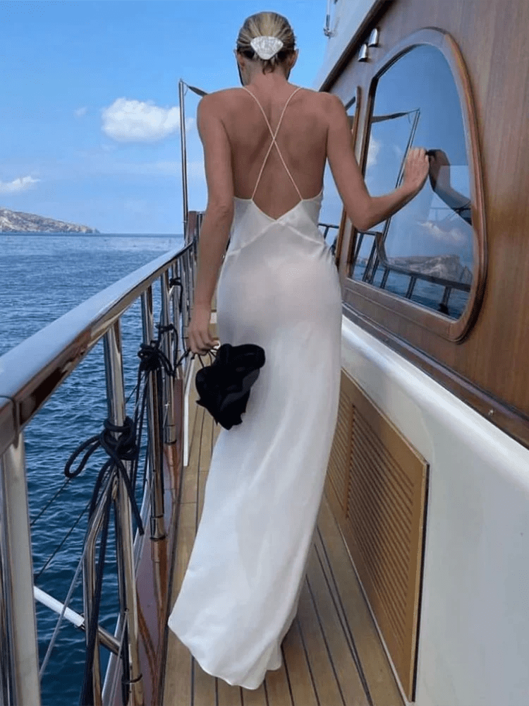 Μακρύ διάφανο φόρεμα Sienna Deep V Slip