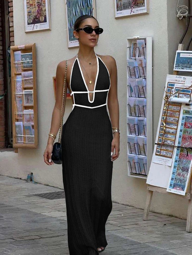 Hannie Šněrovací Halter Maxi Šaty