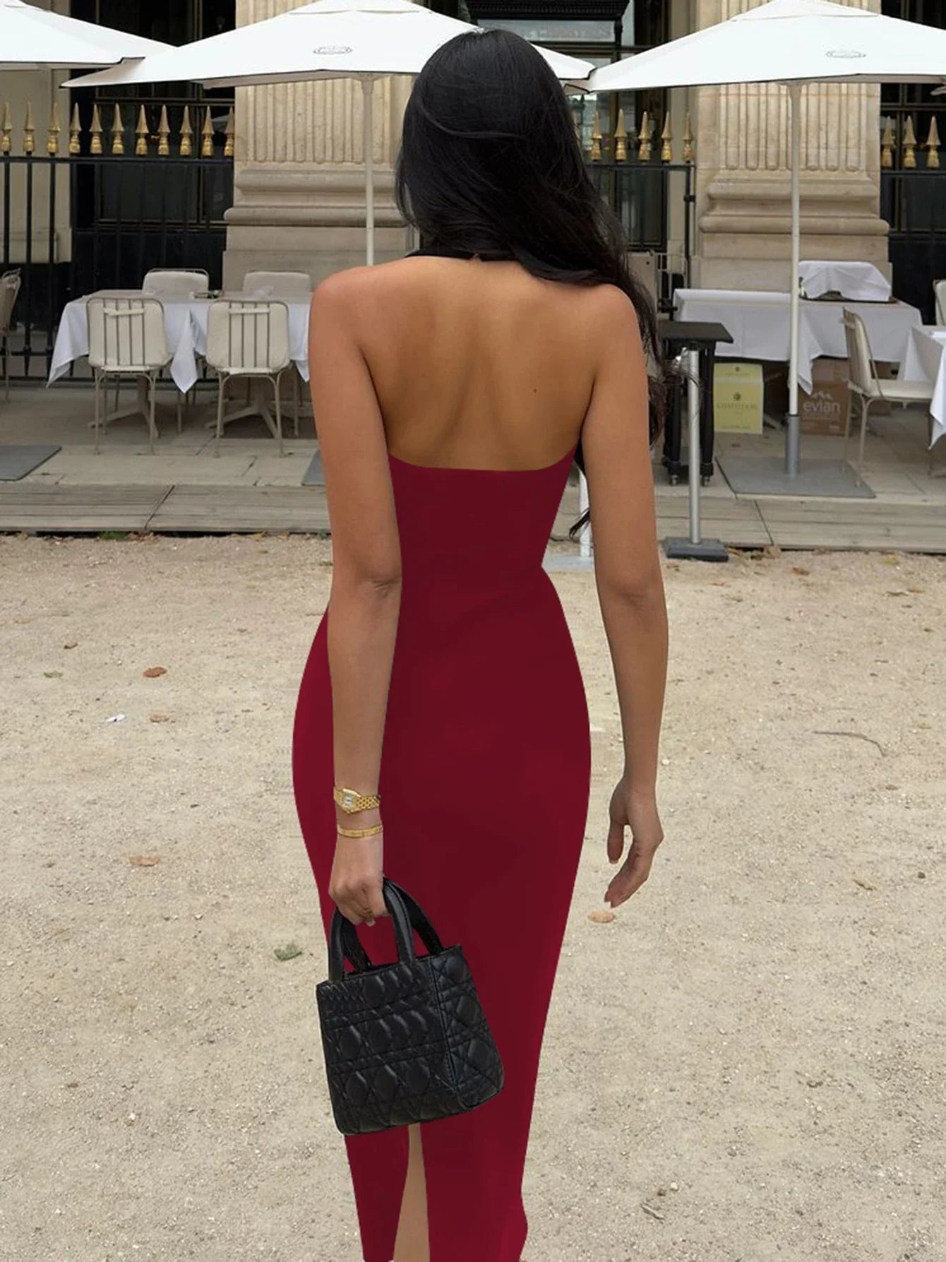 Yssa robe maxi moulante à col halter
