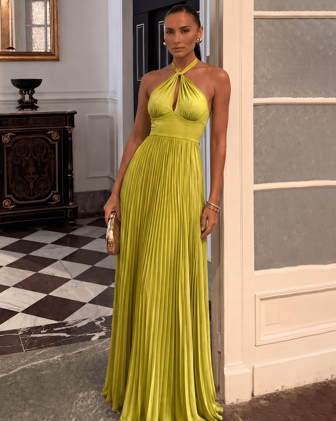 Melissa Neckholder Plissiertes Maxikleid
