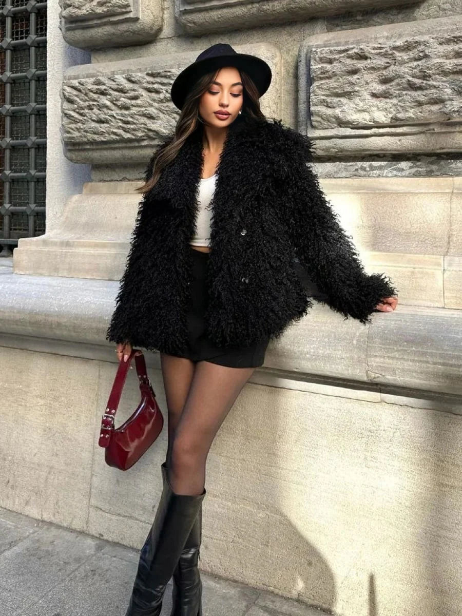 ZEYA Almira Fuzzy Faux Fur Coat