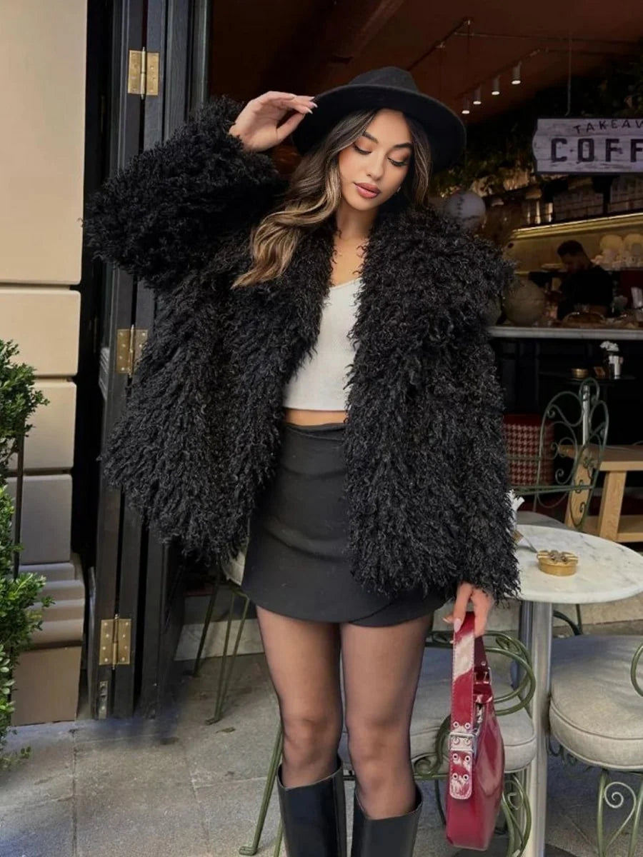 ZEYA Almira Fuzzy Faux Fur Coat