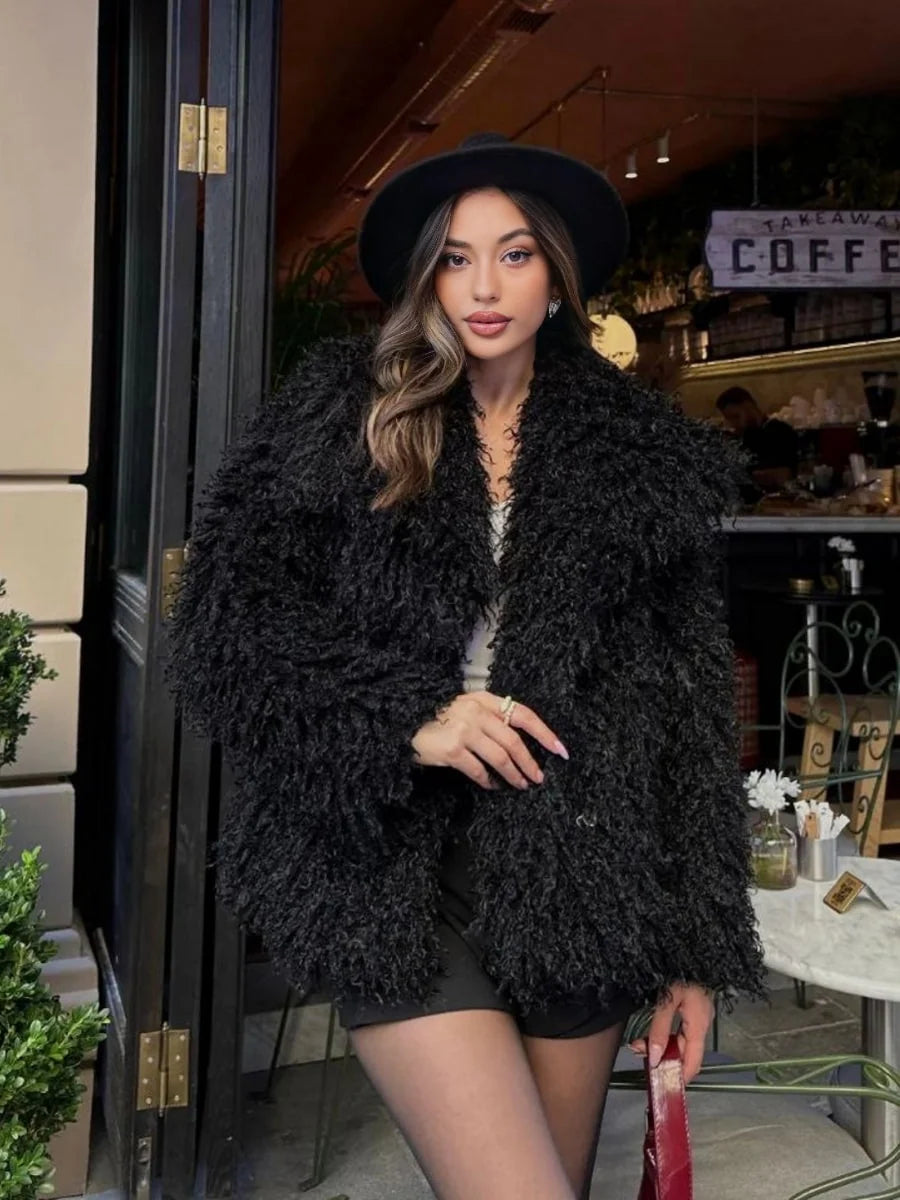 ZEYA Almira Fuzzy Faux Fur Coat