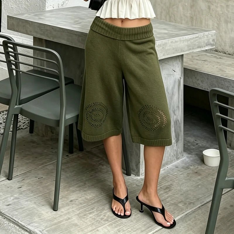 Evelyn gebreide culotte shorts met wijde pijpen