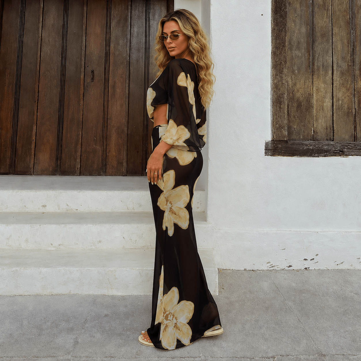Σετ Elena φλοράλ maxi φούστα
