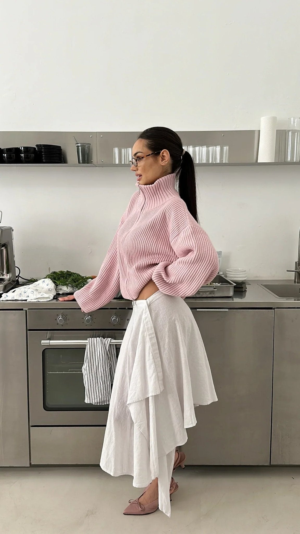 Angela Oversized Ribbed Zip-Up Sweater