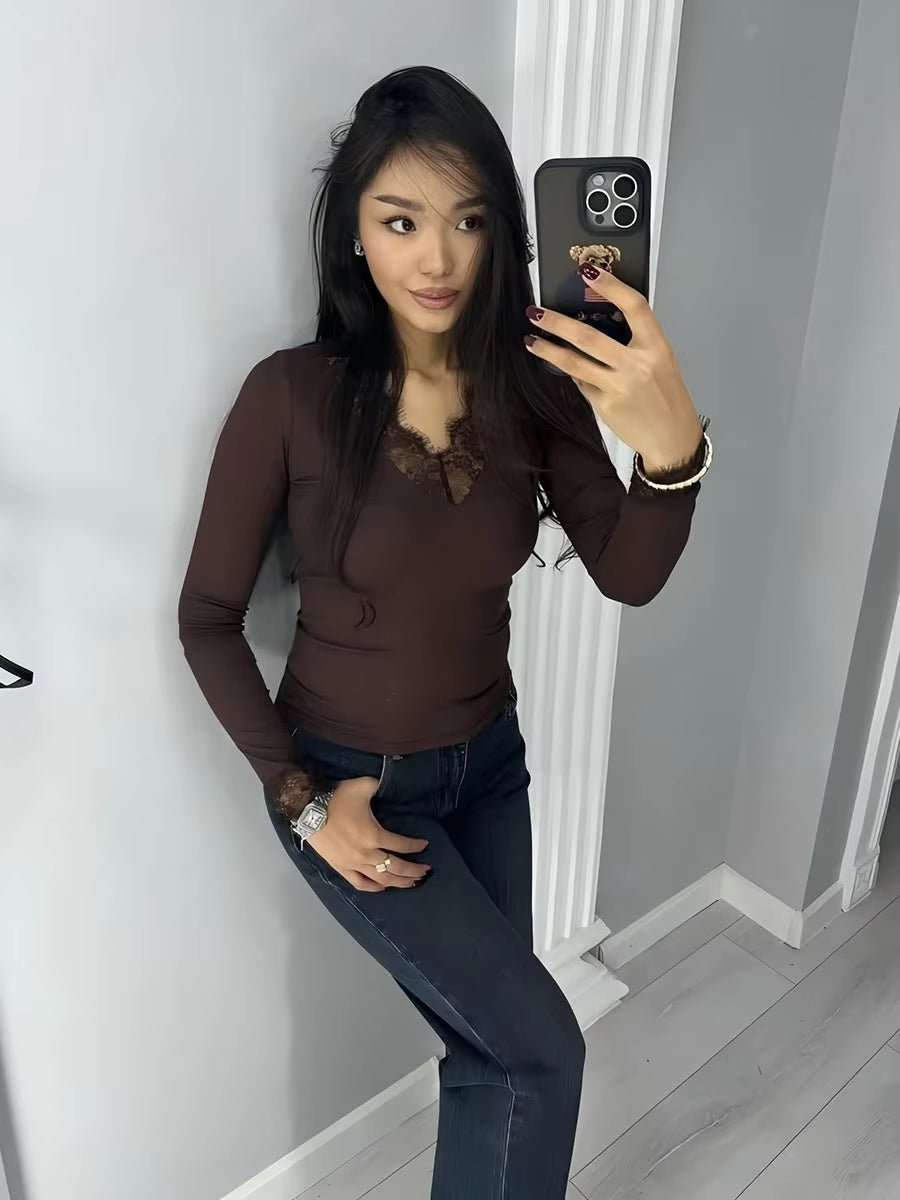 Sarah Lace V-hals Casual Top