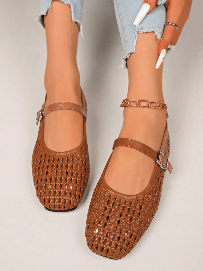 ZEYA - Ella Woven Mesh Mary Jane Flats