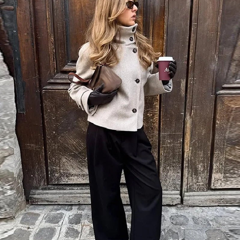 ZEYA - Alice Stand Collar Jacket with Pockets