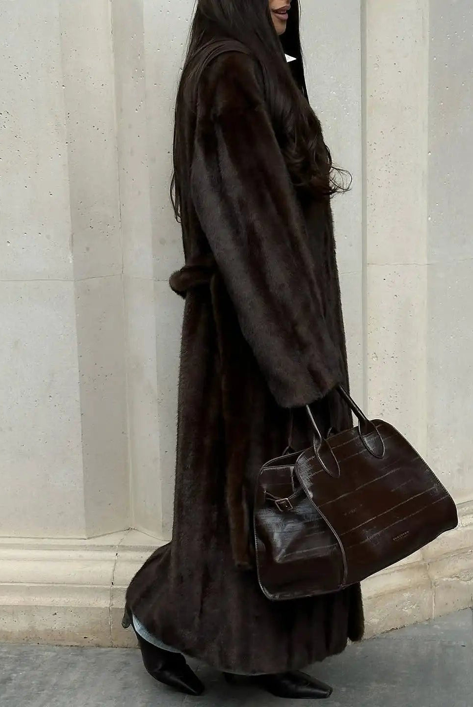 ZEYA - Alicia Faux Fur Maxi Coat with Belt