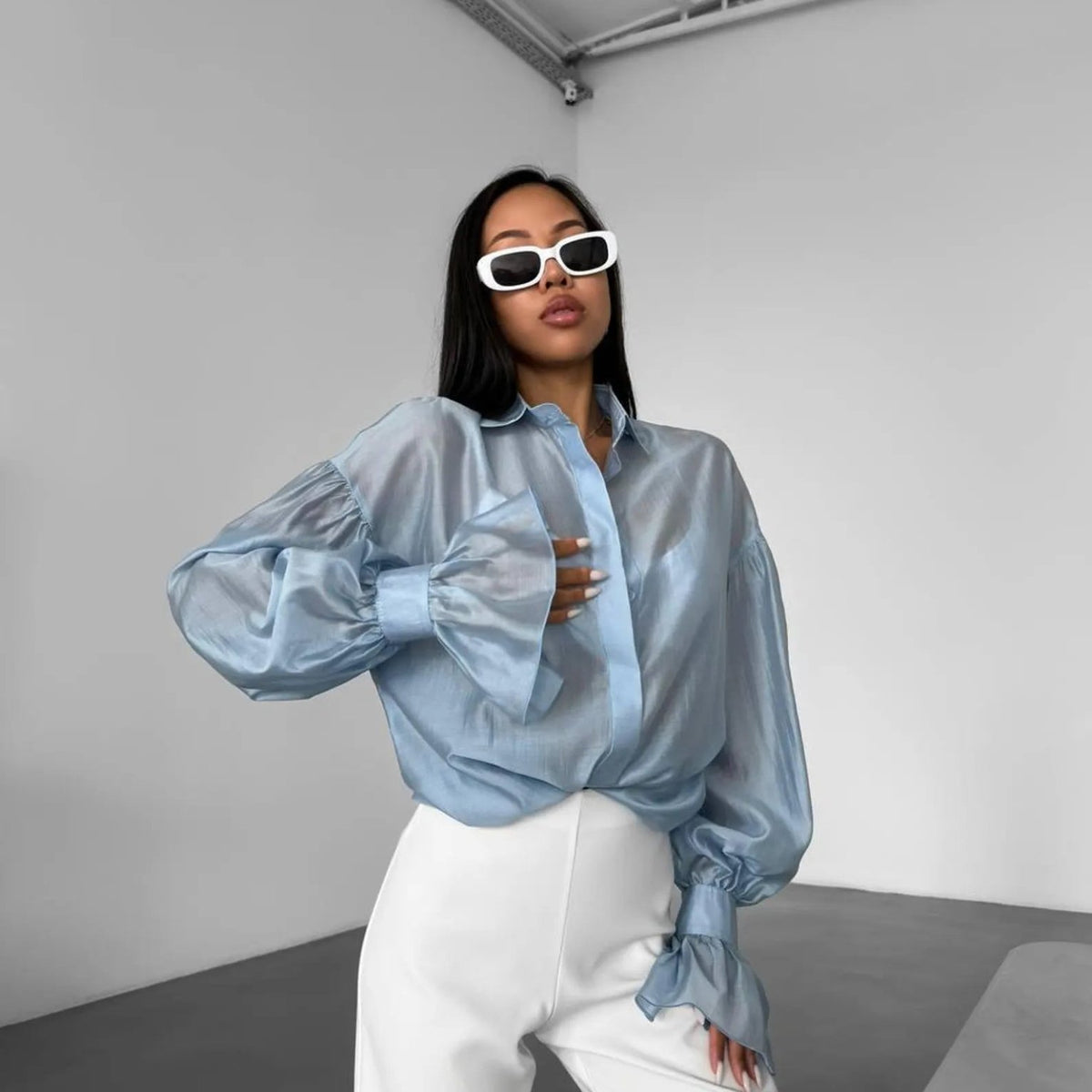 ZEYA - Amelie Long Sleeve Sheer Blouse