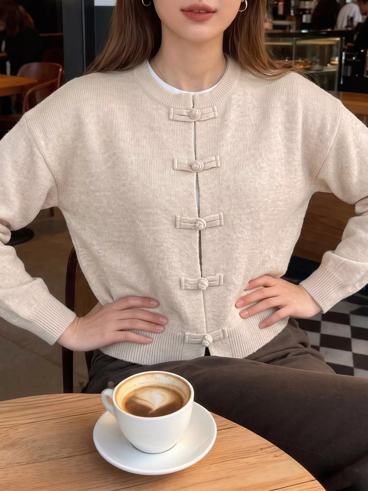ZEYA - Angela Frog Knots Knitted Cardigan