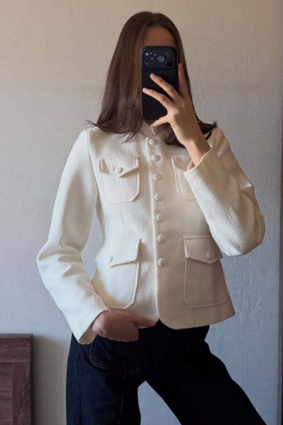 ZEYA - Anna Stand Collar Flap Pockets Blazer