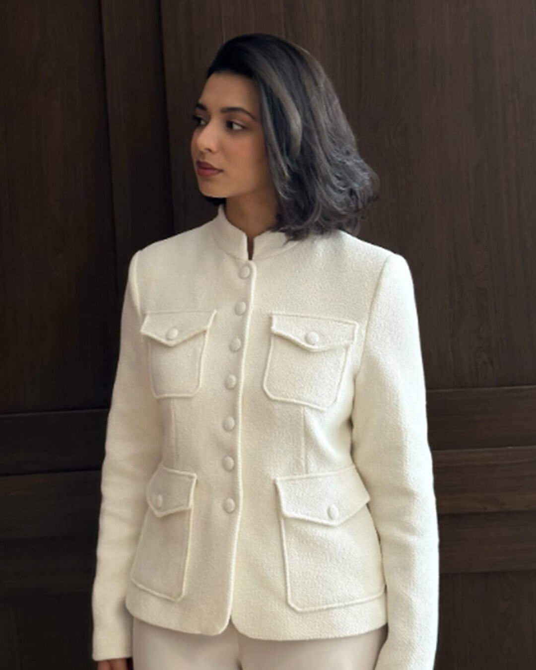 ZEYA - Anna Stand Collar Flap Pockets Blazer