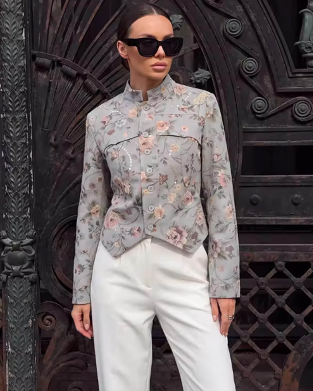 ZEYA - Anne Vintage Jacquard Cropped Jacket