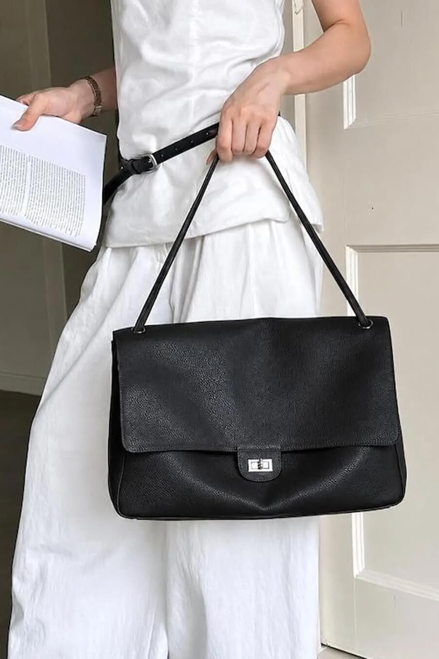 ZEYA - Ava Maxi Flap Leather Shoulder Bag
