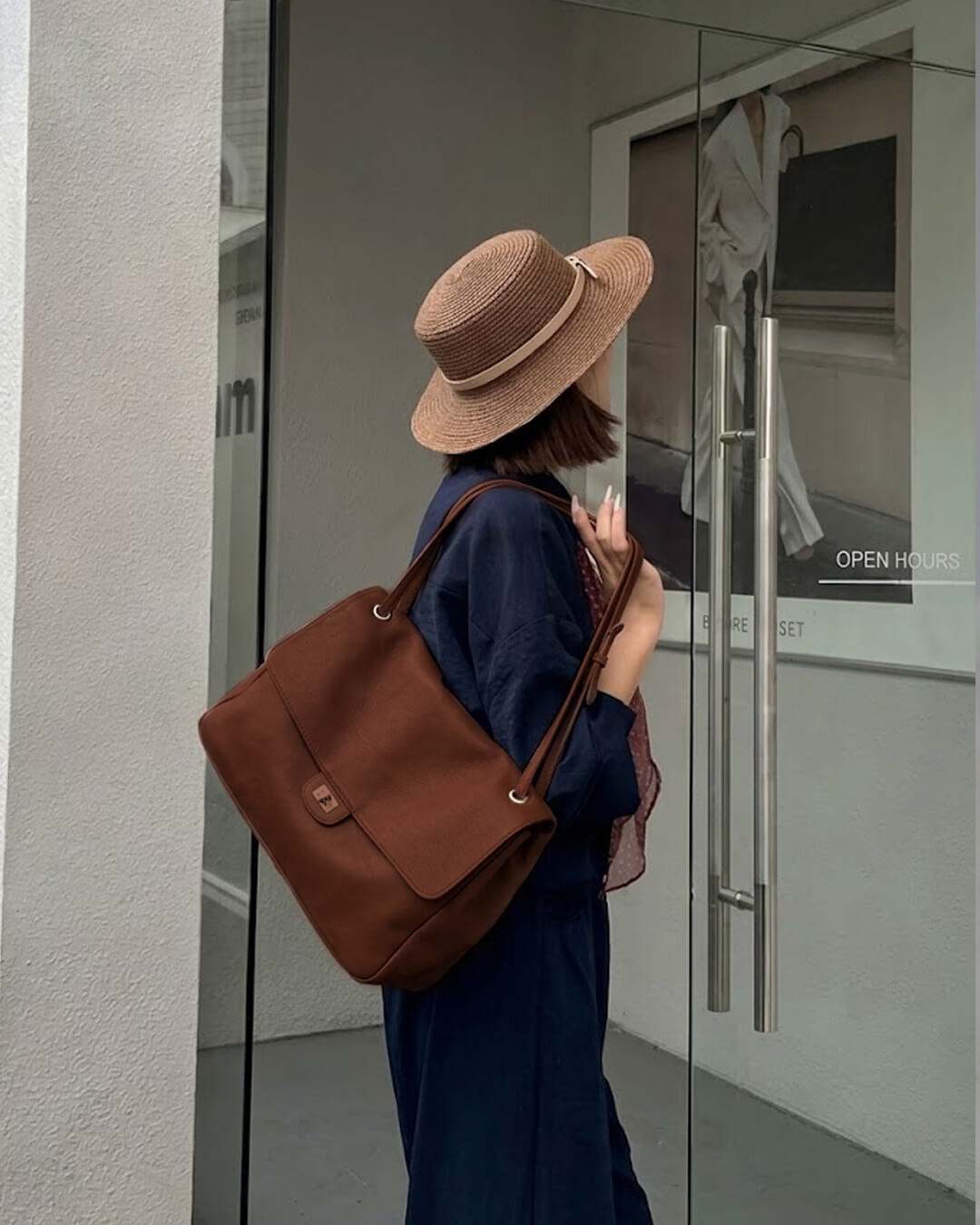 ZEYA - Ava Maxi Flap Leather Shoulder Bag