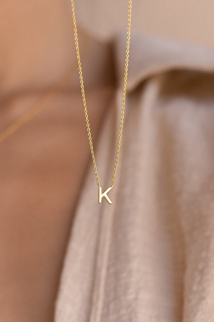 ZEYA - Bexley Gold Initial Necklace - 14k Gold Plated Stainless Steel, Adjustable 45cm