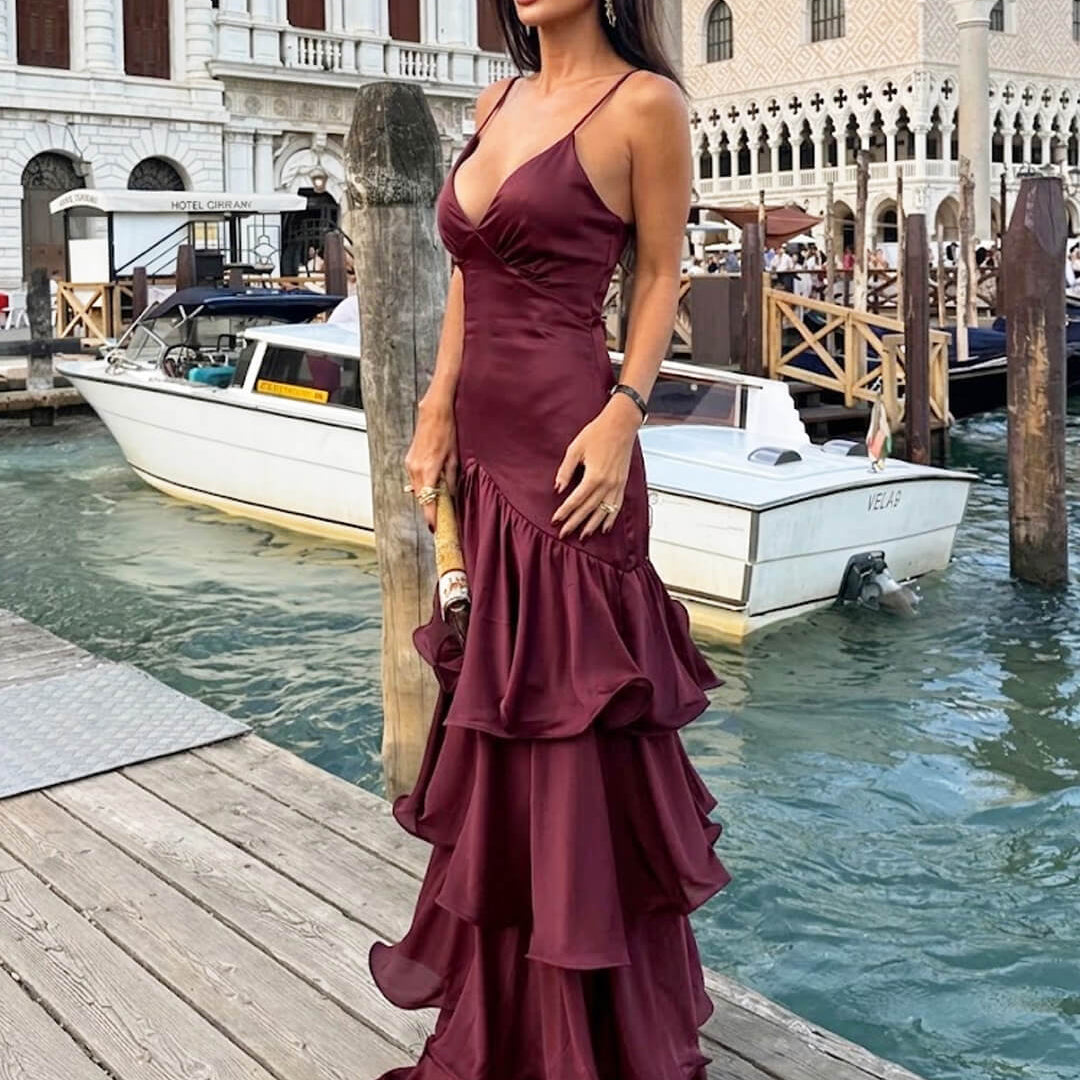 ZEYA - Blaire Ruffled Sling Evening Dress