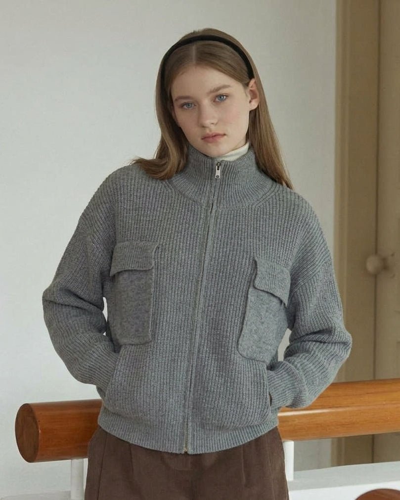 ZEYA - Bonnie Funnel Neck Zip Up Sweater