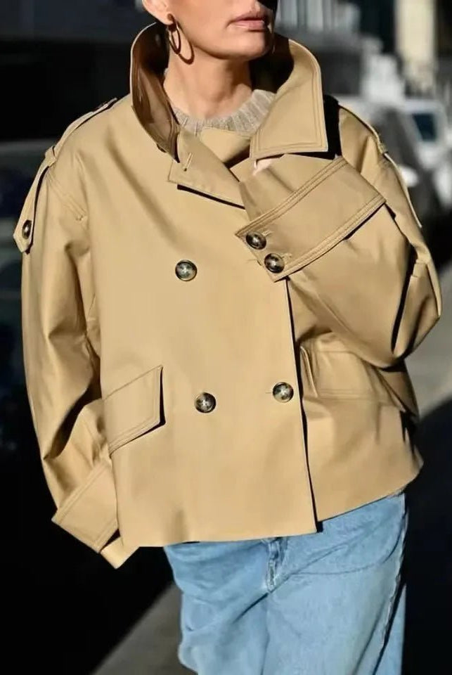 ZEYA - Brynn Stand Collar Cropped Trench Coat