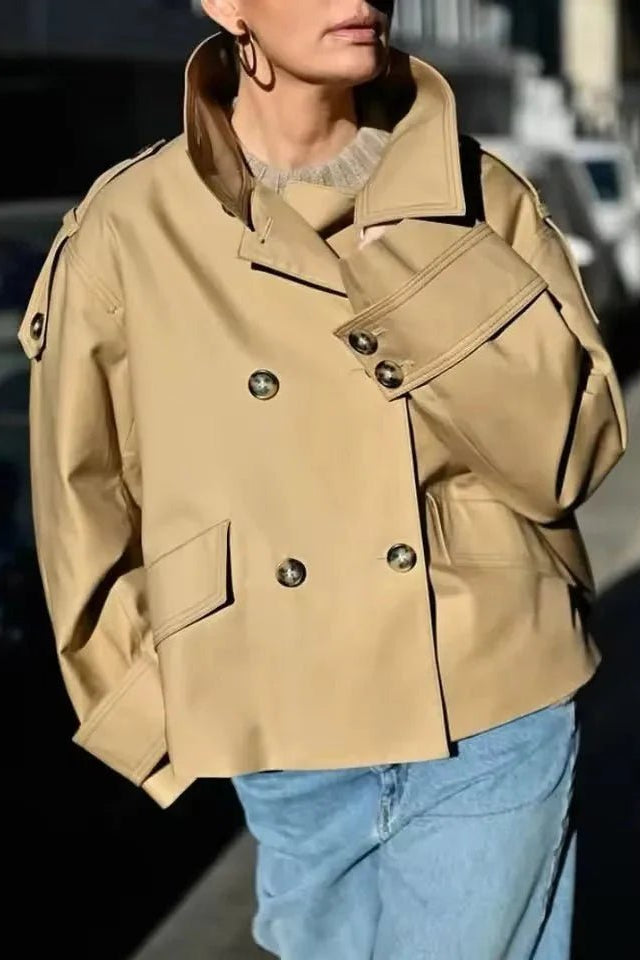 ZEYA - Brynn Stand Collar Cropped Trench Coat