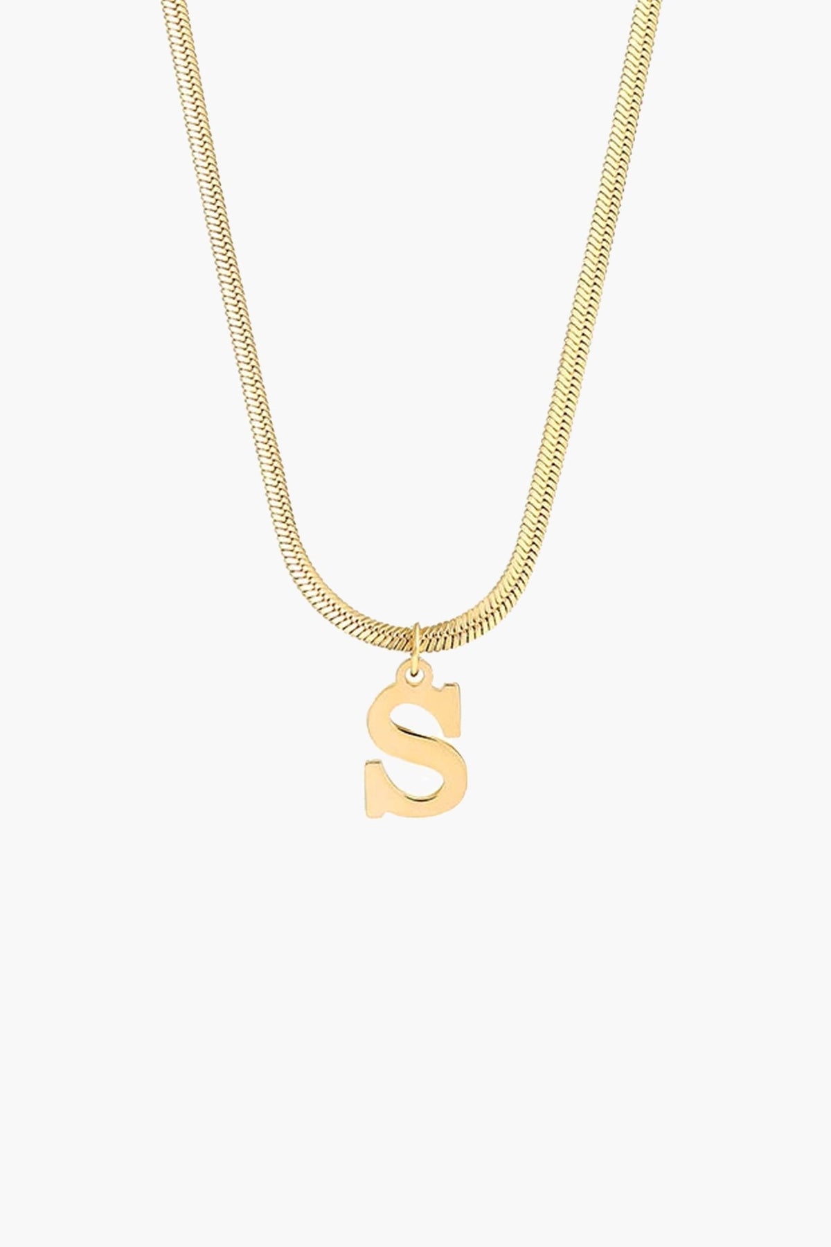 ZEYA - Capriana Inital Necklace - Gold Initial Necklace with A - Z Alphabet Pendant & Elegant Snake Chain