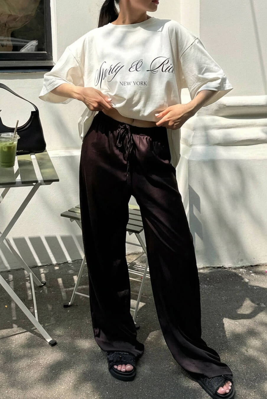 ZEYA - Carlene High Waist Satin Wide Leg Trousers