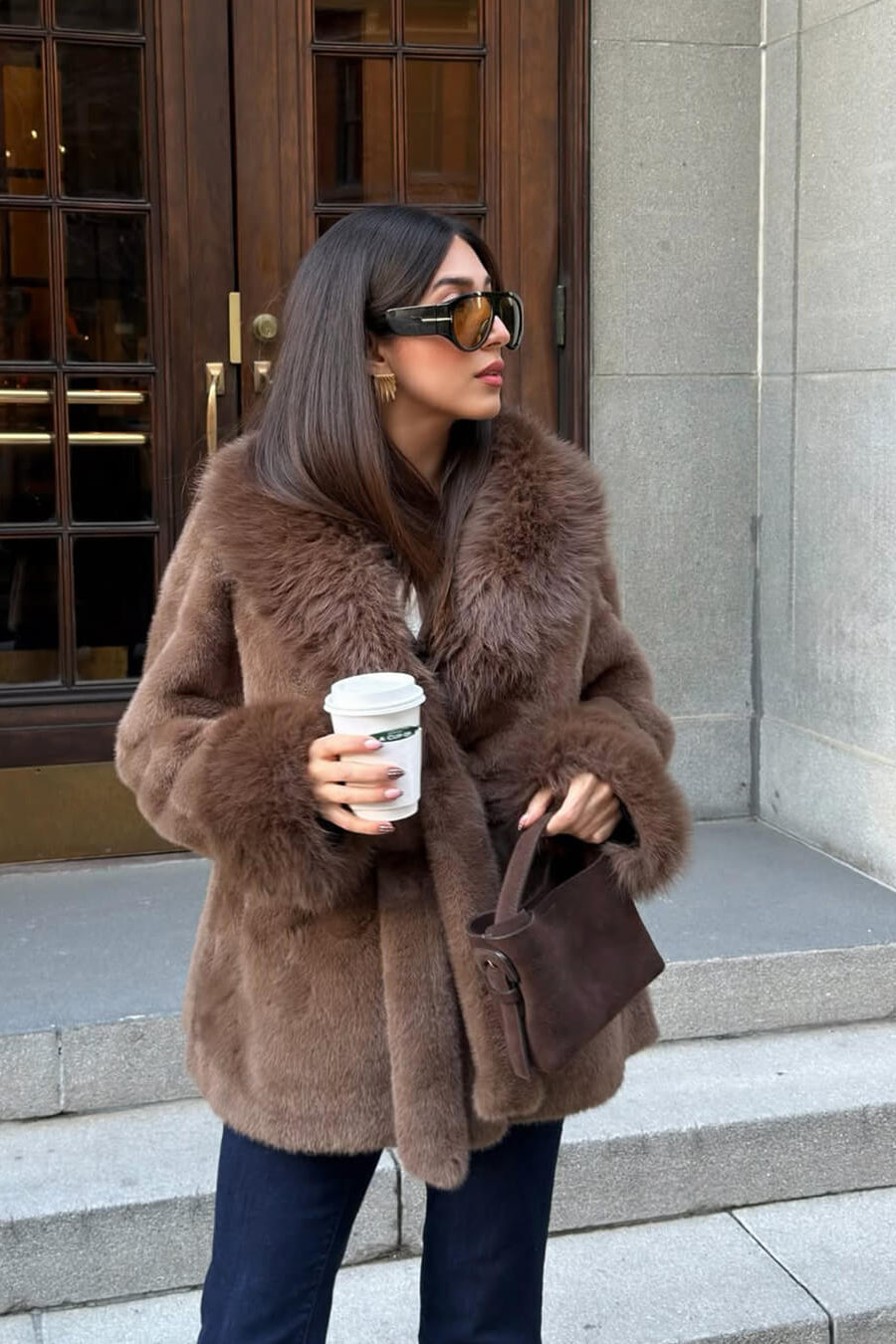 ZEYA - Carmina Faux Fur Trim Coat