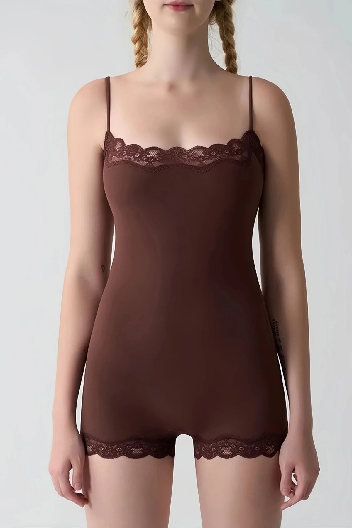 ZEYA - Cecille Lace Trim Strap Romper