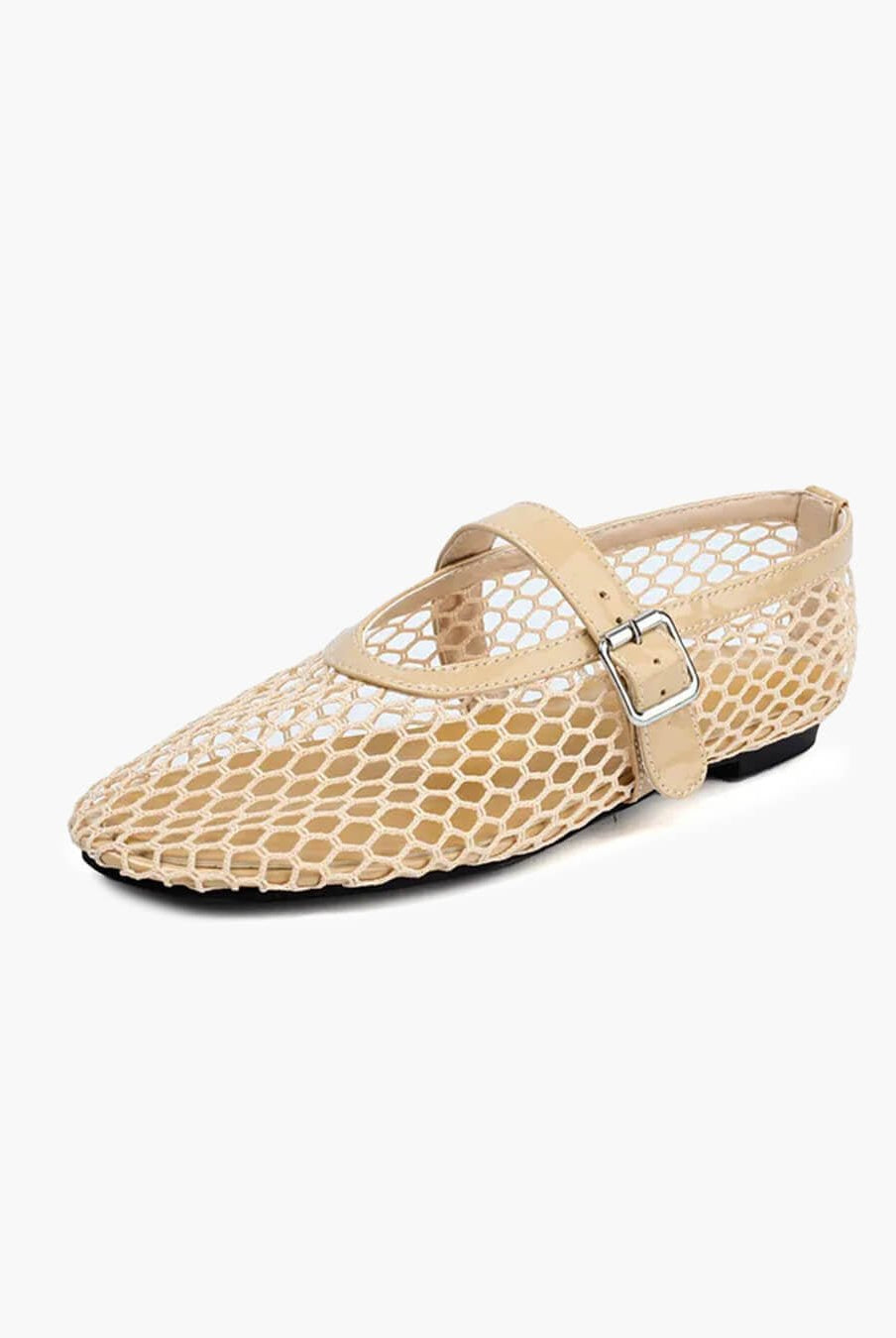 ZEYA - Celeste Buckled Mesh Ballet Flats