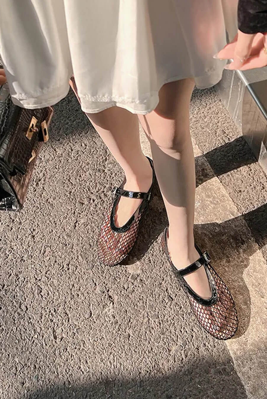 ZEYA - Celeste Buckled Mesh Ballet Flats