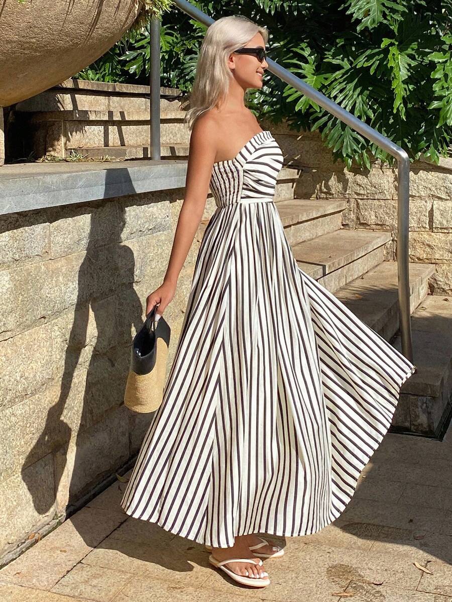 ZEYA - Clare Ruched Stripe Tube Dress