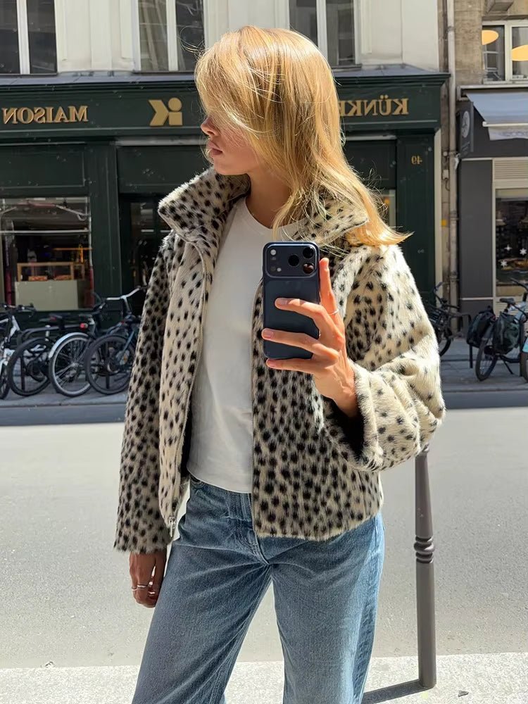 ZEYA - Claudia Leopard Faux Fur Jacket & Mini Skirt Set