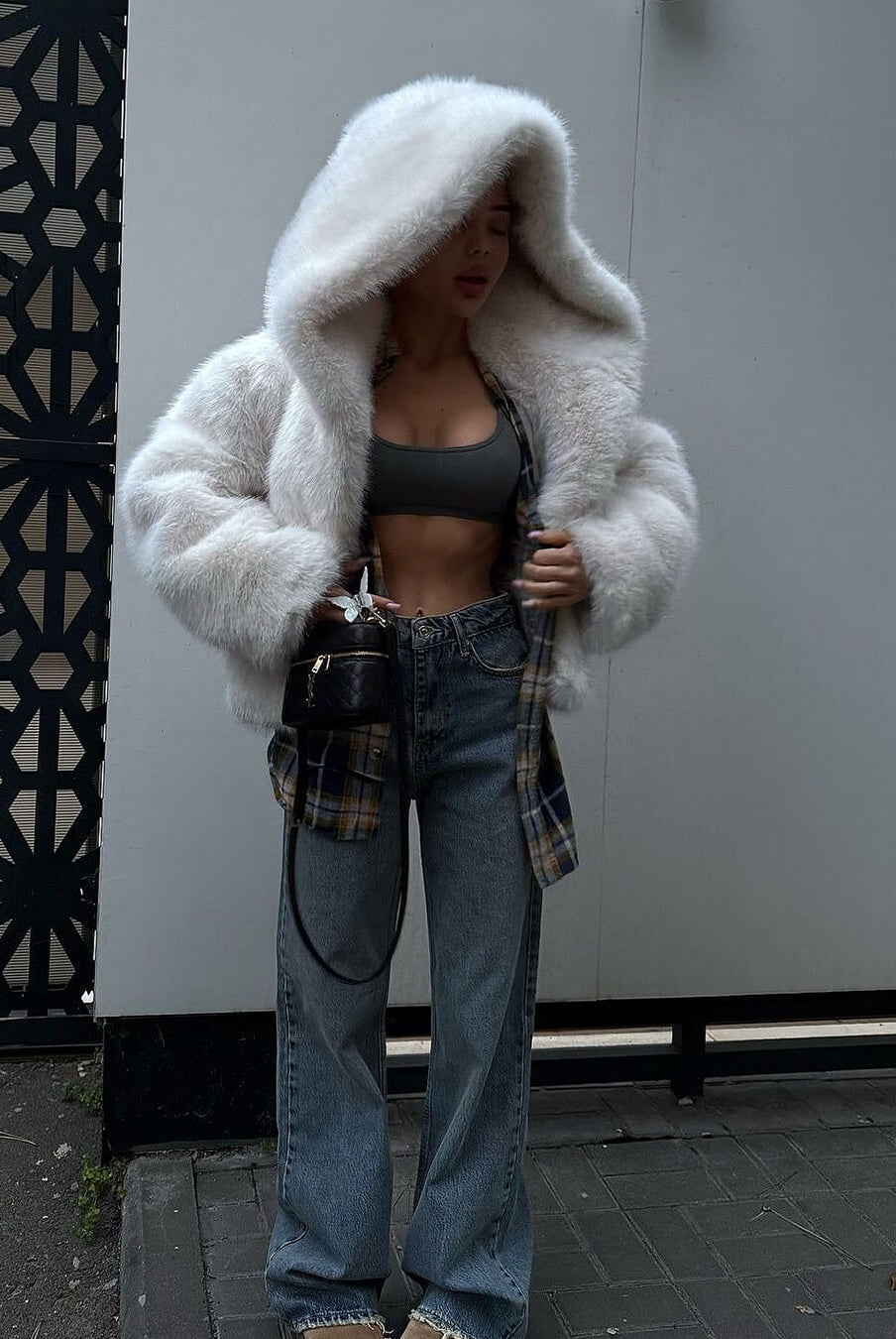 ZEYA - Claudine Hooded Short Faux Fur Coat