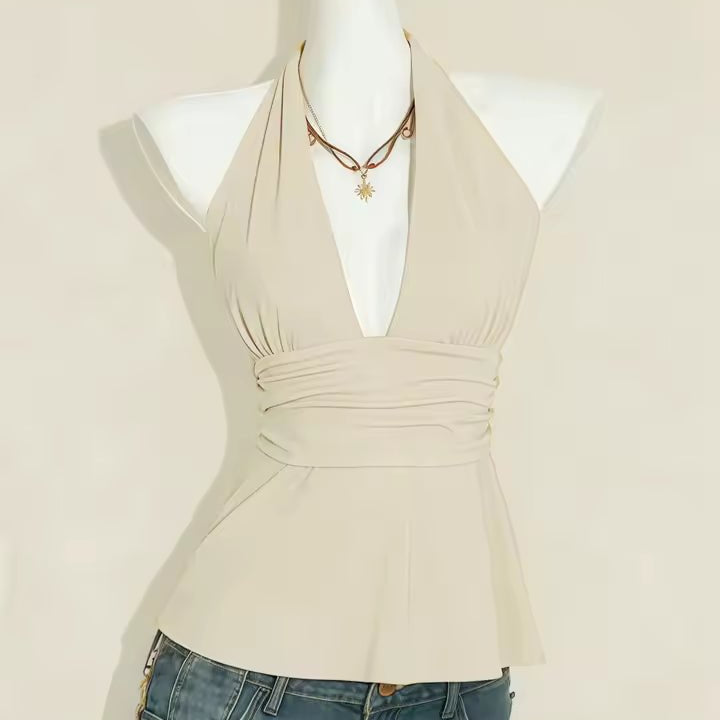 ZEYA - Clementine Polka Dot Halter Peplum Camisole