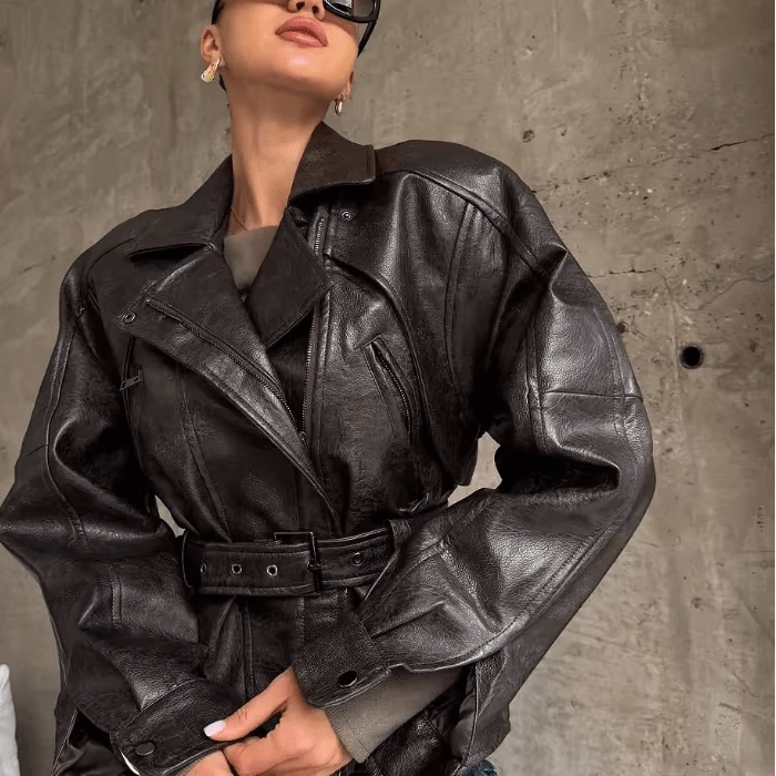 ZEYA - Courtney Belted Leather Jacket