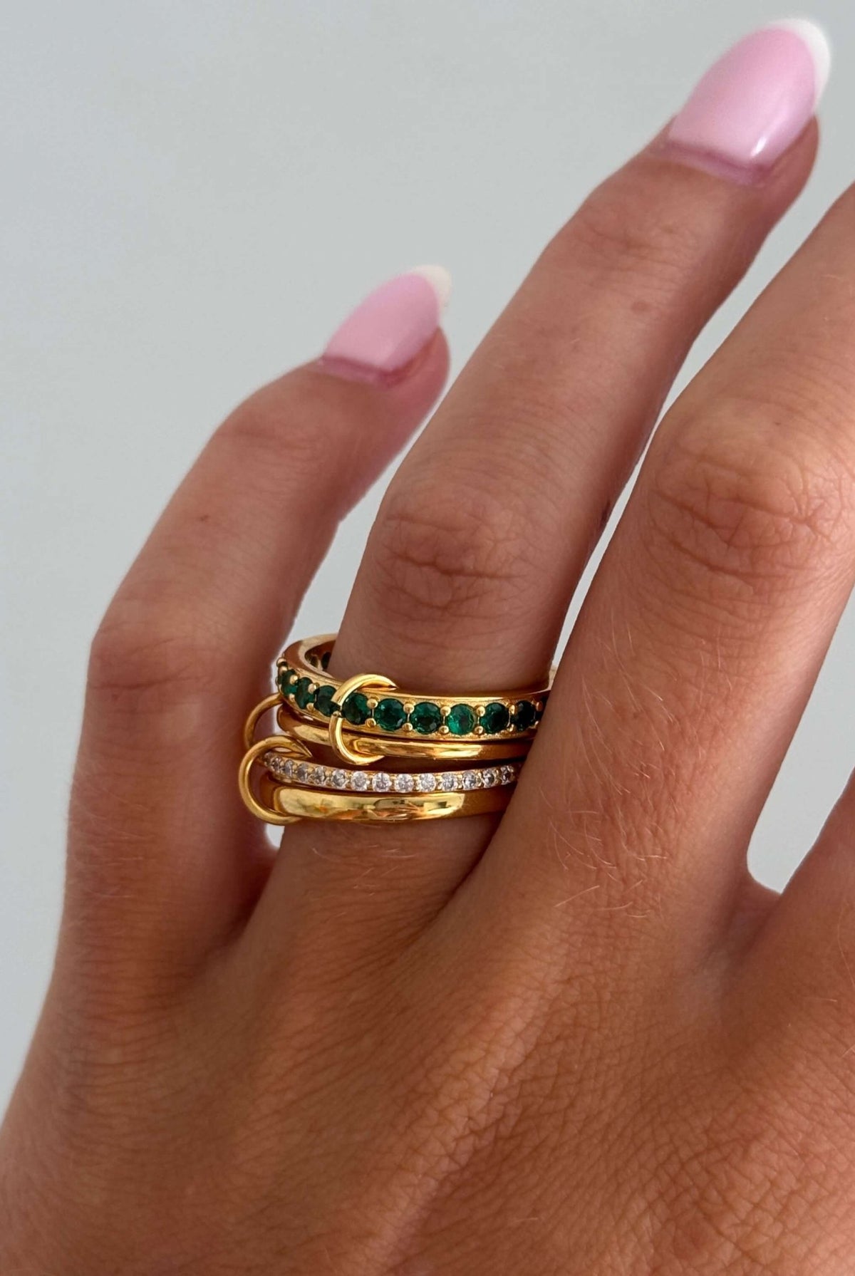 ZEYA - Dana Emerald Rhinestone Stacked Ring