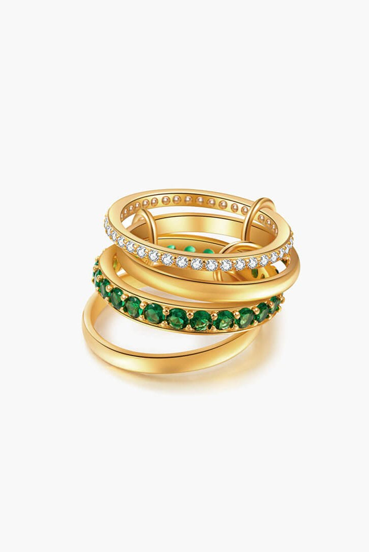 ZEYA - Dana Emerald Rhinestone Stacked Ring