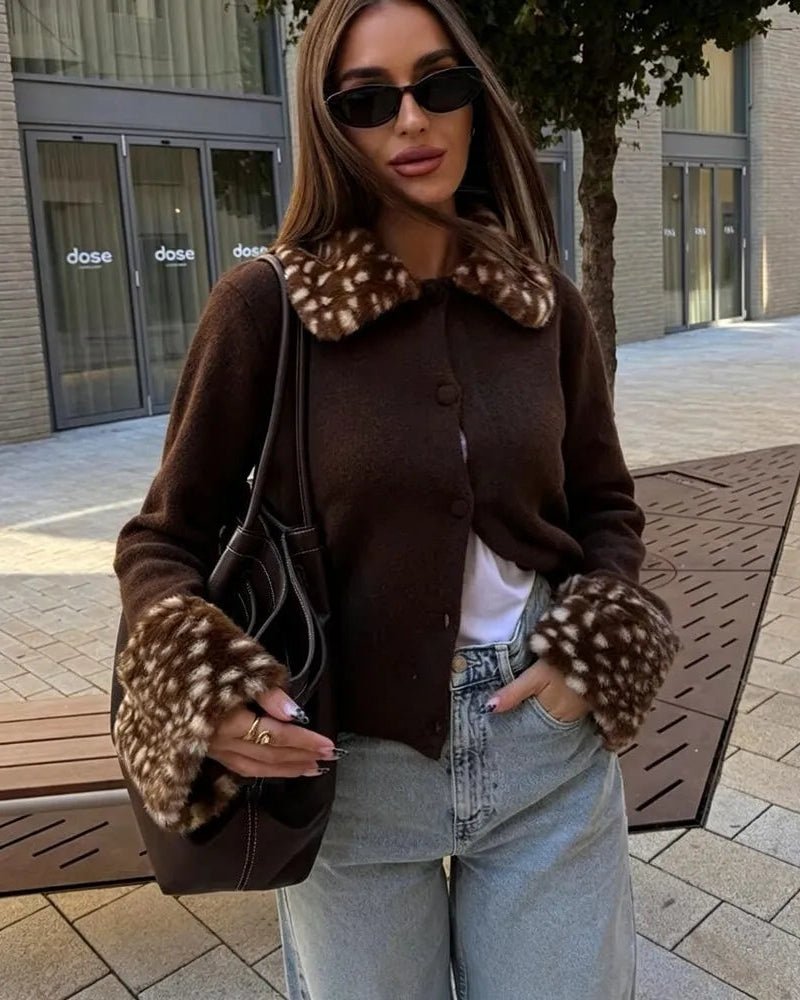 ZEYA - Emilia Faux Fur Trim Knit Cardigan