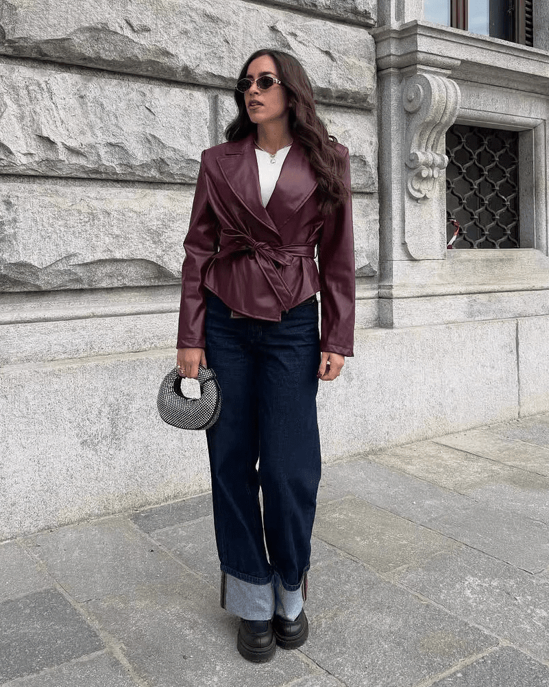 ZEYA - Esther Lace-Up Vegan Leather Jacket