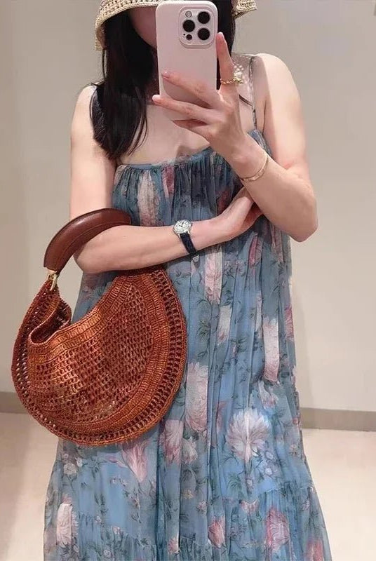 ZEYA - Geneva Crescent Woven Leather Bag