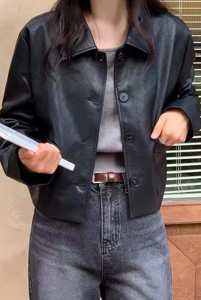 ZEYA - Gianne Cropped Faux Leather Jacket