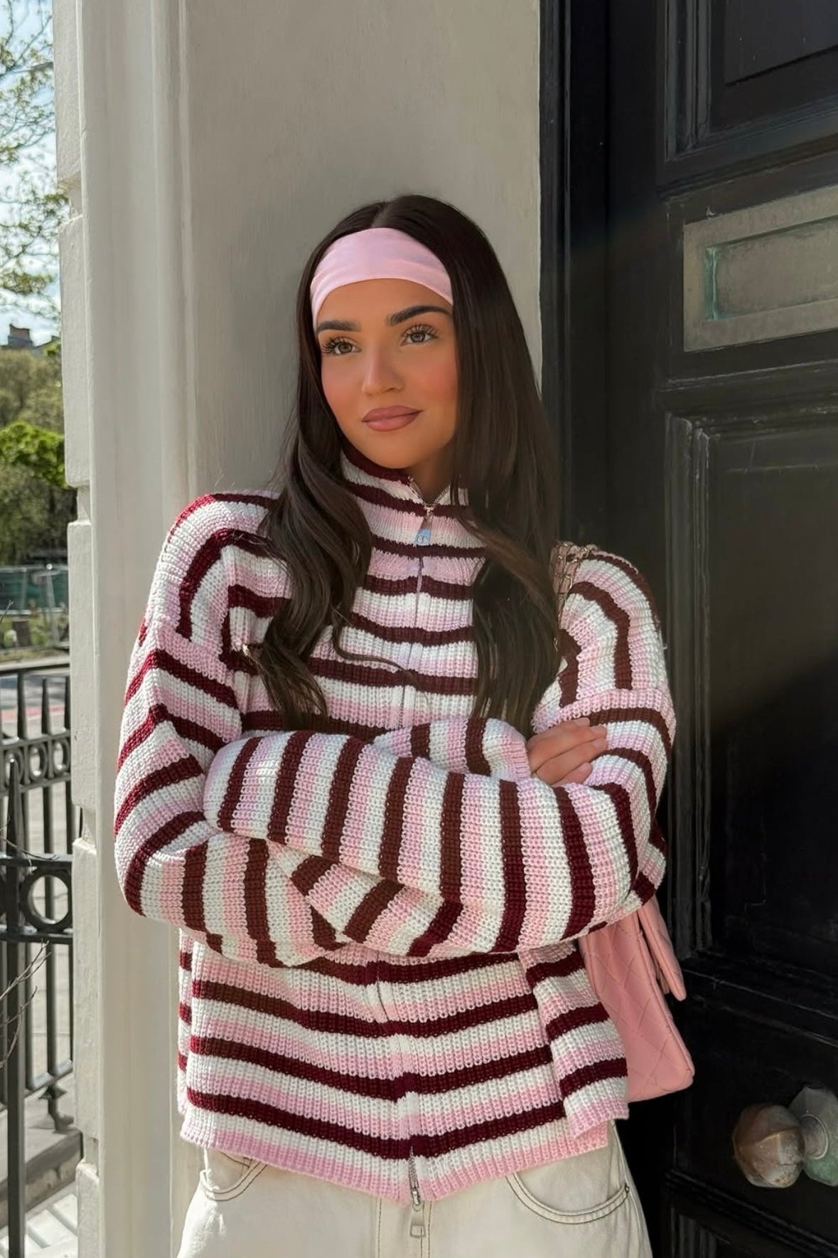 ZEYA - Helena Striped Zip Knit Sweater